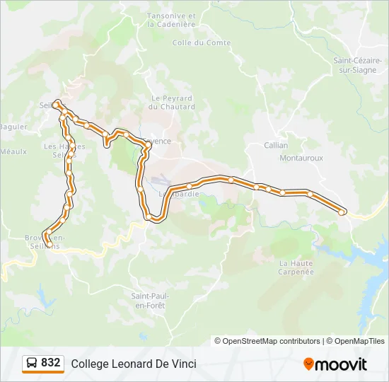 832 Bus Line Map