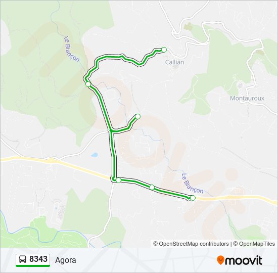 Plan de la ligne 8343 de bus