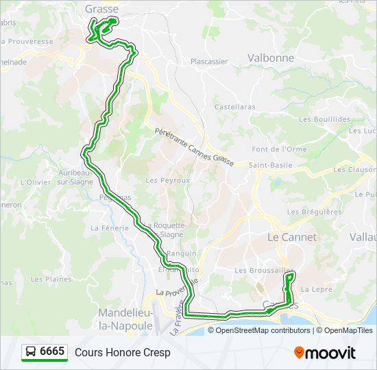 Plan de la ligne 6665 de bus