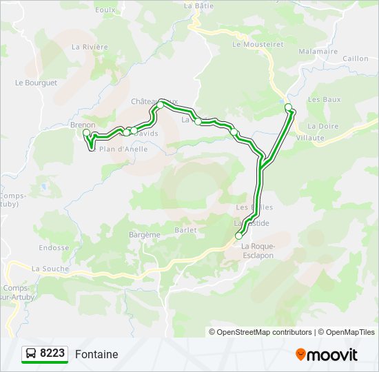 Plan de la ligne 8223 de bus