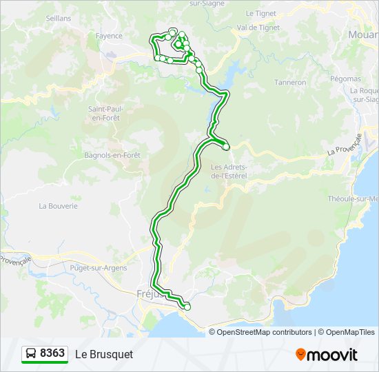 Plan de la ligne 8363 de bus