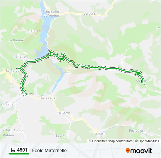 Plan de la ligne 4501 de bus