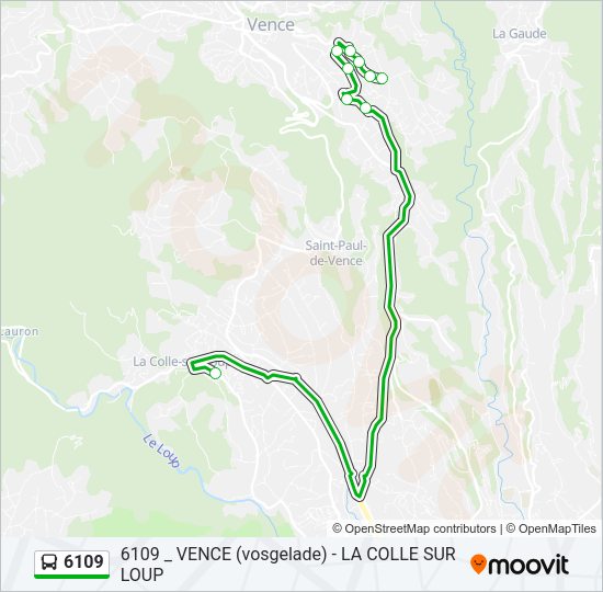 Plan de la ligne 6109 de bus