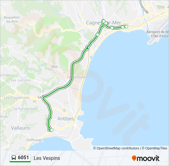 Plan de la ligne 6051 de bus