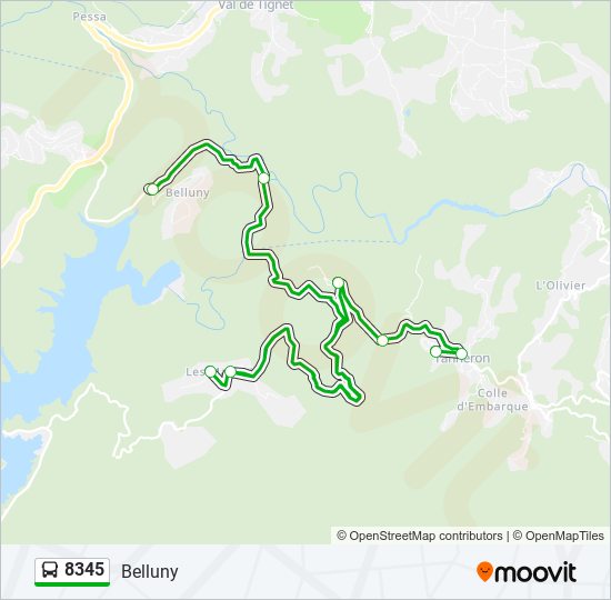 Plan de la ligne 8345 de bus