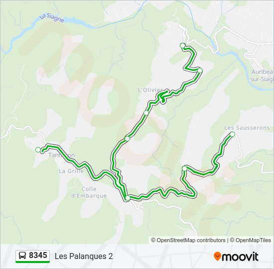 Plan de la ligne 8345 de bus
