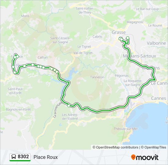 Plan de la ligne 8302 de bus