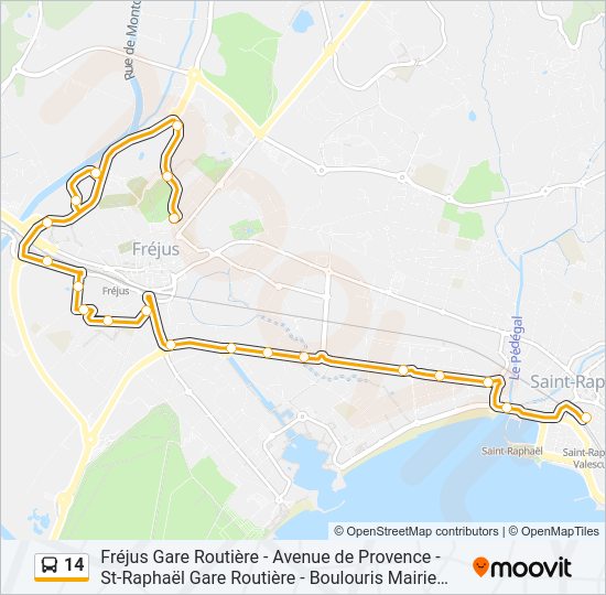 Plan de la ligne 14 de bus