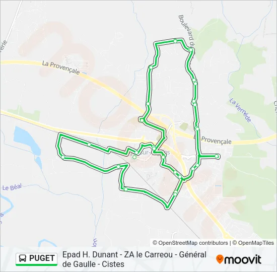 Plan de la ligne PUGET de bus