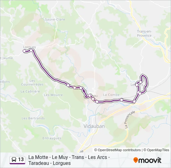 13 Bus Line Map