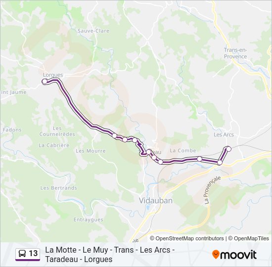 Plan de la ligne 13 de bus