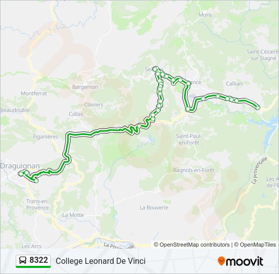 Plan de la ligne 8322 de bus