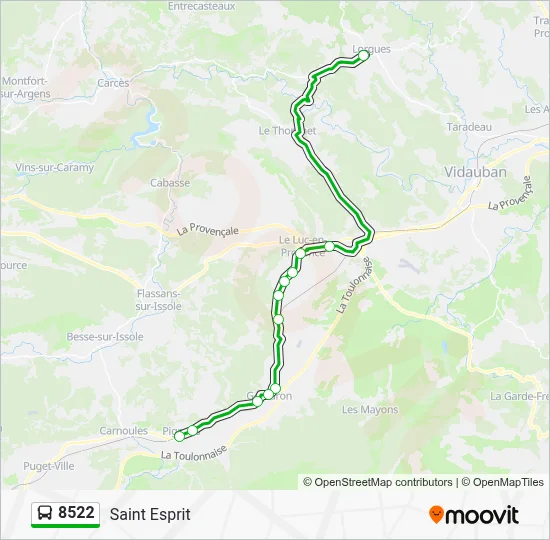 8522 Itinéraire - 8522 _ PIGNANS - LORGUES: Horaires, Arrêts & Plan ...