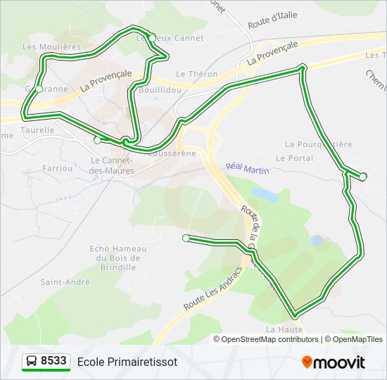 Plan de la ligne 8533 de bus