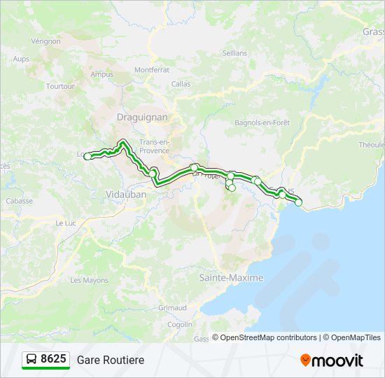 Plan de la ligne 8625 de bus