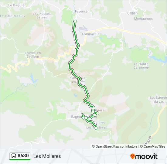 Plan de la ligne 8630 de bus