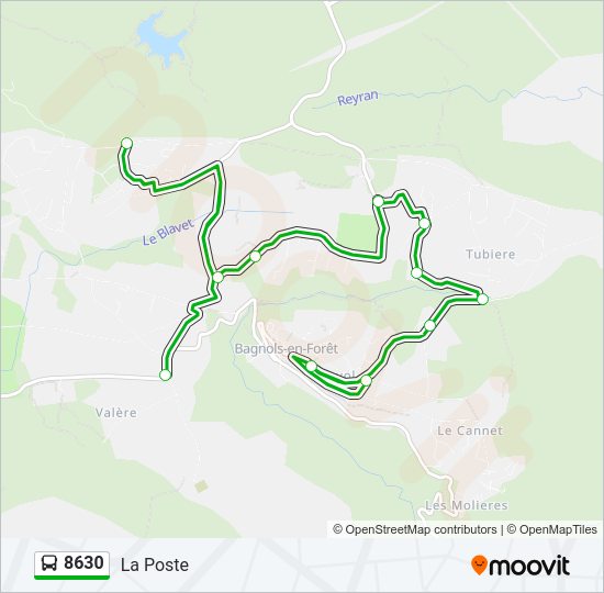 Plan de la ligne 8630 de bus