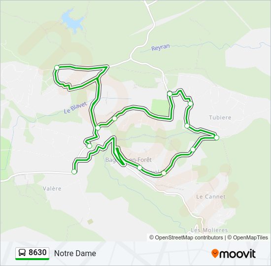 Plan de la ligne 8630 de bus