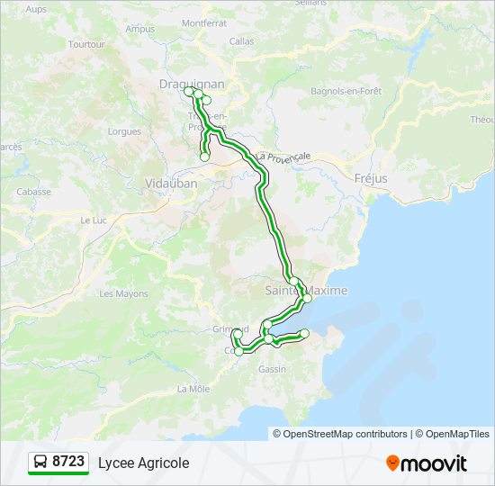 Plan de la ligne 8723 de bus