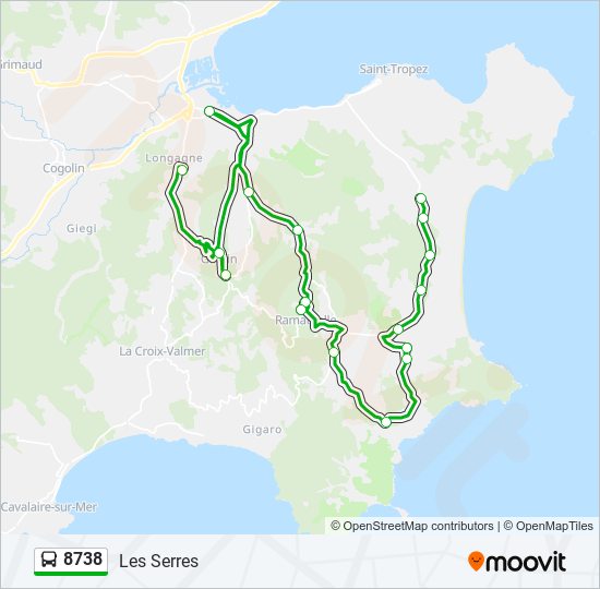 8738 bus Line Map