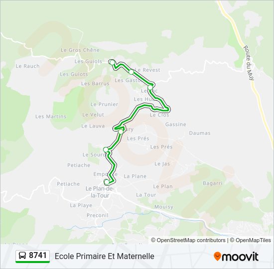 Plan de la ligne 8741 de bus