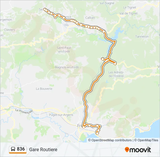 836 Bus Line Map