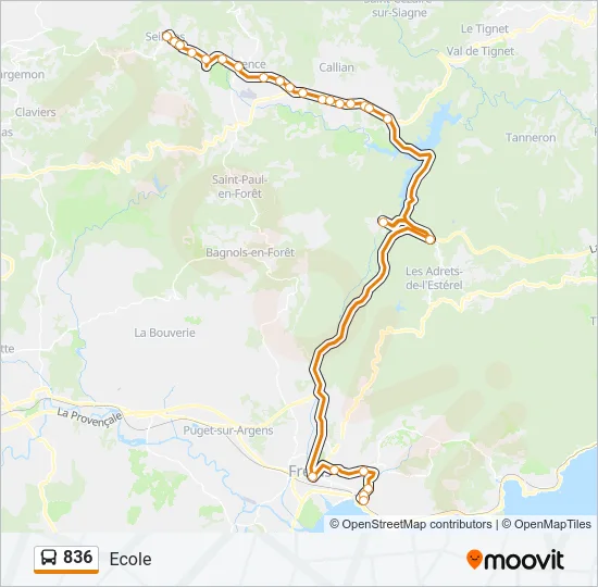 836 Bus Line Map