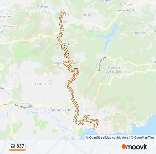 Plan de la ligne 837 de bus