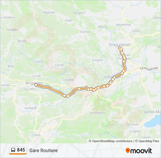 845 Bus Line Map