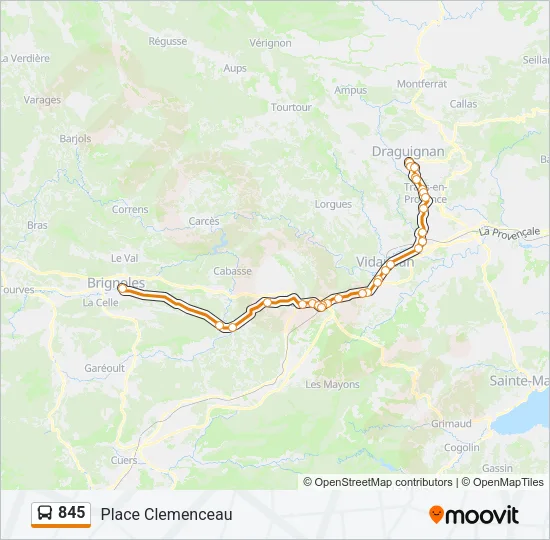 845 Bus Line Map
