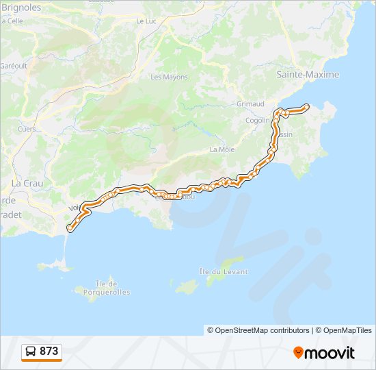 Plan de la ligne 873 de bus