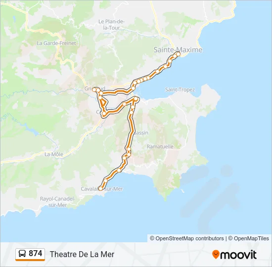 874 Bus Line Map