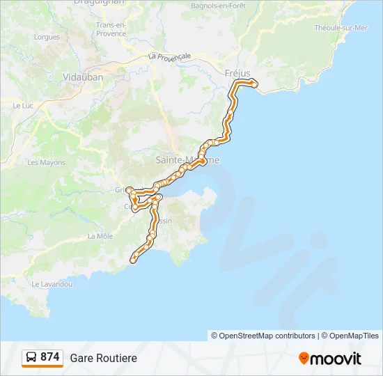 874 Bus Line Map