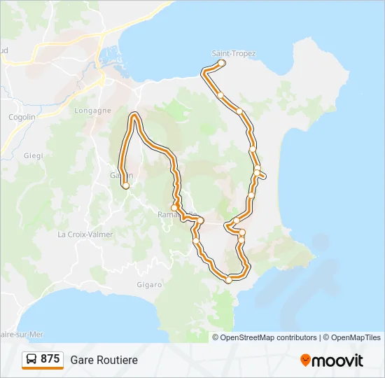 875 Bus Line Map