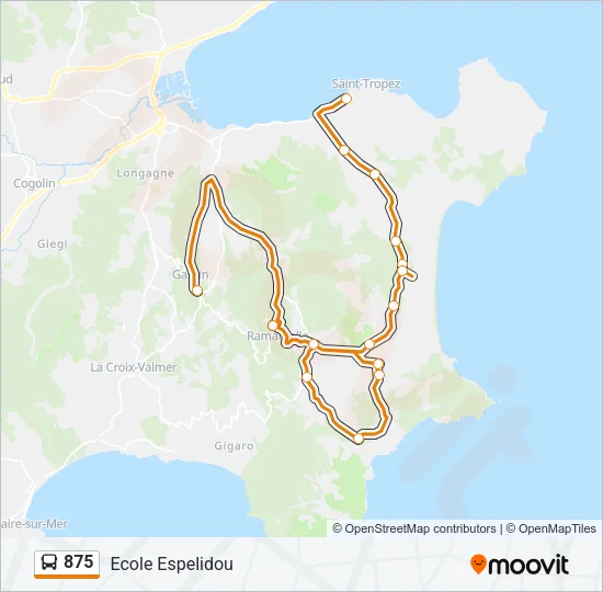 875 Bus Line Map