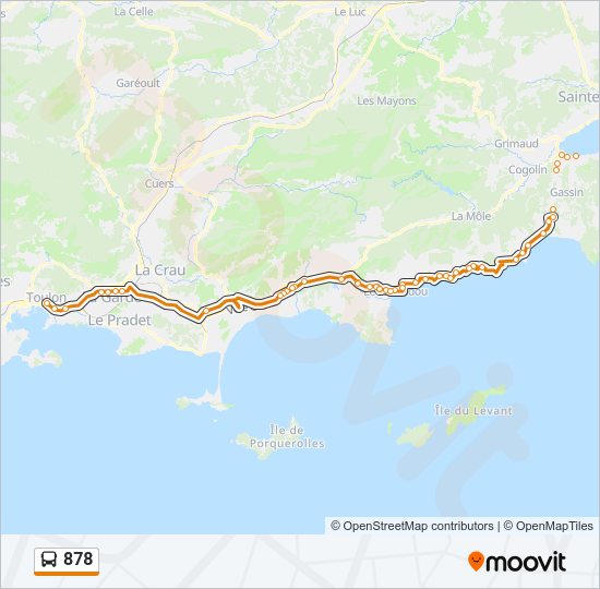 Plan de la ligne 878 de bus