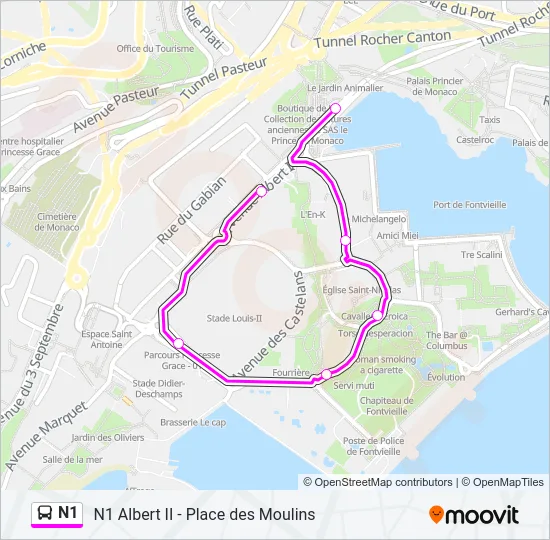 N1 Bus Line Map