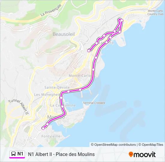 N1 Bus Line Map