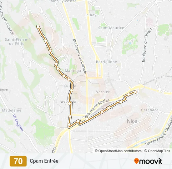70 Bus Line Map