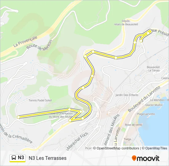 N3 Bus Line Map