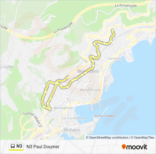N3 Bus Line Map