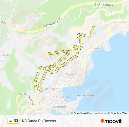 N3 Bus Line Map
