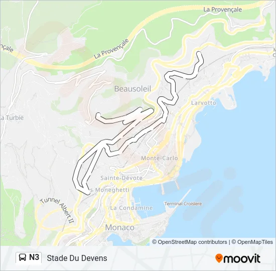 N3 Bus Line Map