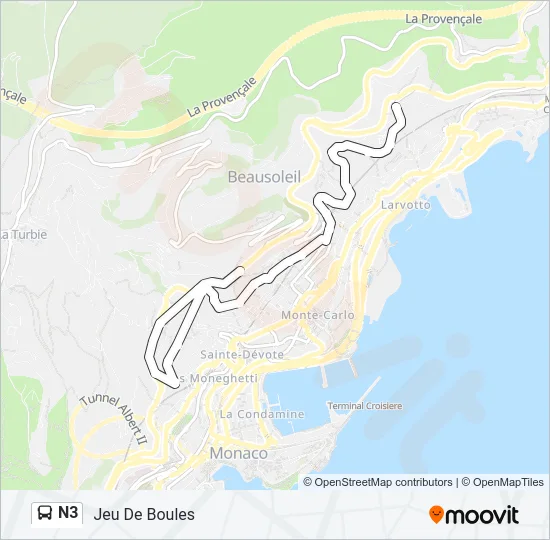 N3 Bus Line Map