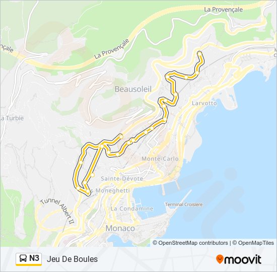 Mapa de N3 de autobús