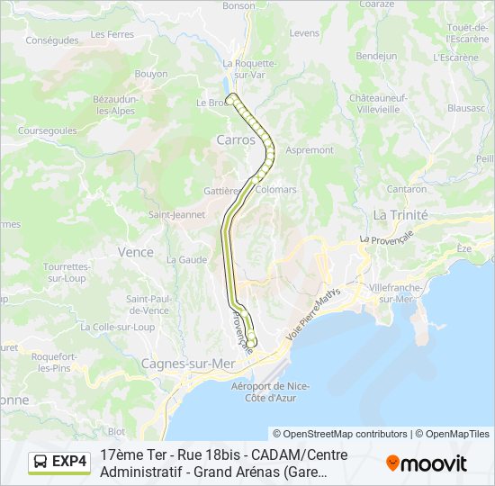 Plan de la ligne EXP4 de bus