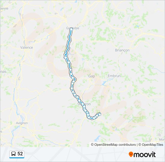 Plan de la ligne 52 de bus