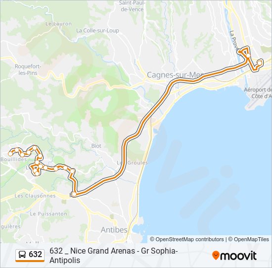 Plan de la ligne 632 de bus