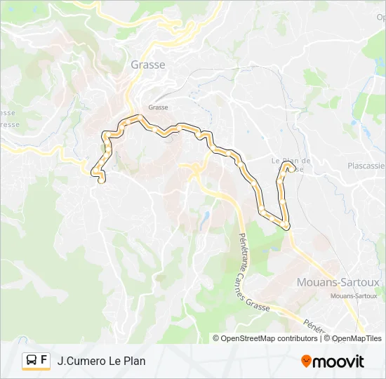 Plan de la ligne F de bus