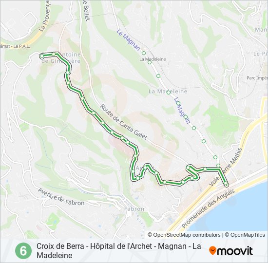 Plan de la ligne 6 de bus